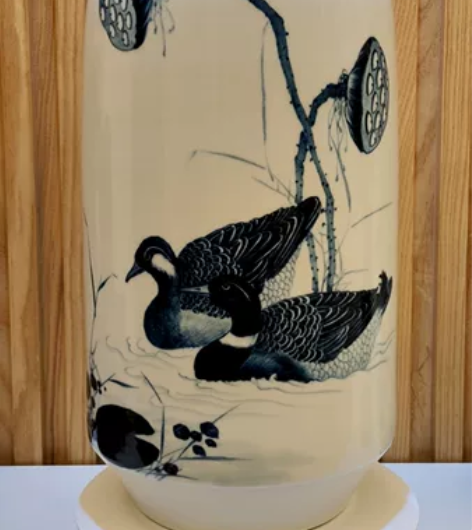 青花重工工笔花鸟花瓶,景德镇纯手工手绘花瓶...