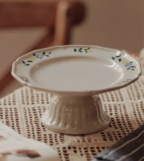 高定款,法式小碎花手绘风高脚盘 陶瓷高脚盘...
