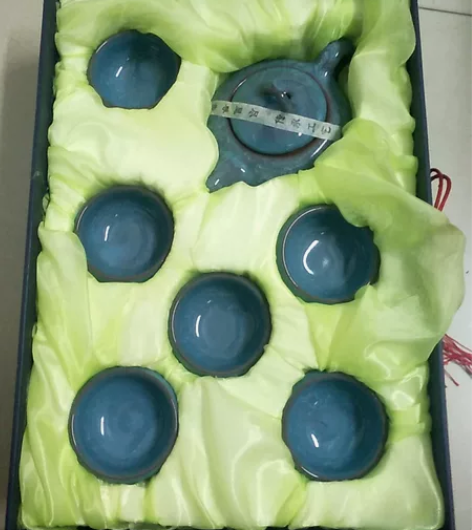 七色冰裂墨碗陶瓷砚台 笔头材质:硬毫笔 笔...