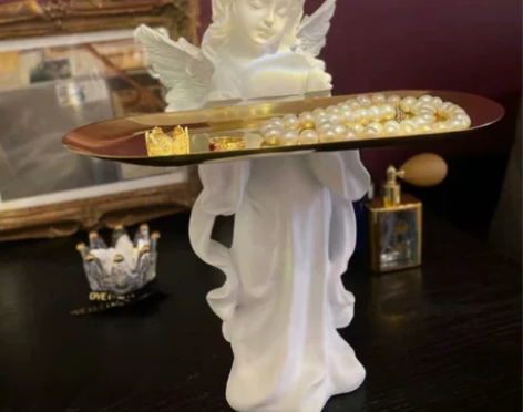 少女天使托盘钥匙桌面收纳摆件欧式落地装饰品...