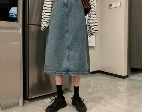 春夏开叉半身裙大码女装胖妹妹mm纯欲遮胯显...
