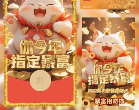 红包封面 暴富招财猫-搞笑动态音乐红包封面...