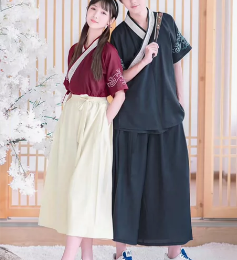 【涧西】如梦霓裳原创汉服交领半臂短袖宋裤日...