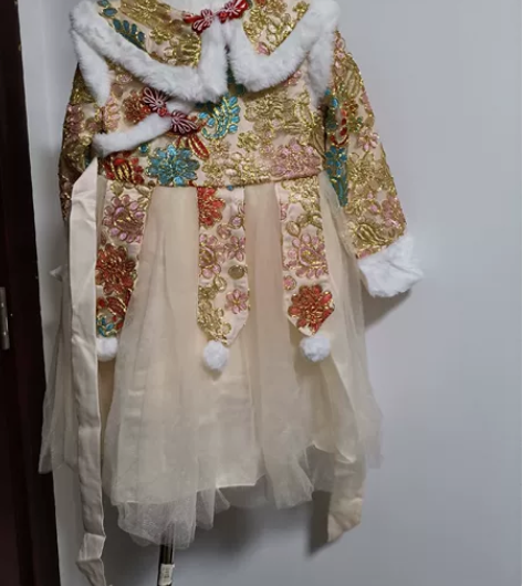 儿童汉服拜年服套装裙子,120 码。肩宽 ...