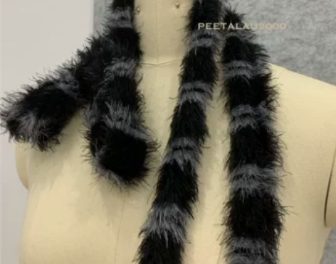 PEETALAU2000 秋冬条纹小围巾长...
