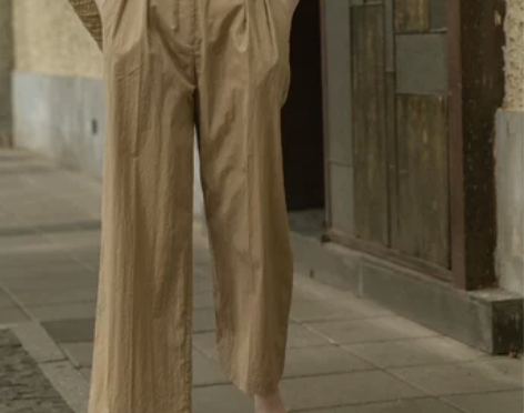 法式气质卡其色直筒裤女夏薄款宽松休闲高腰显...