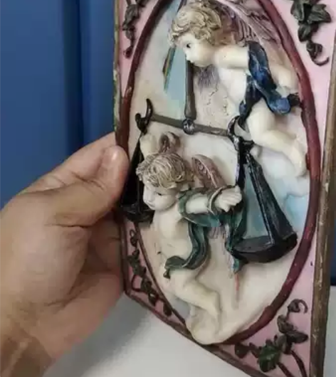老货孤品丘比特天使浮雕画挂板家居摆件 感兴...