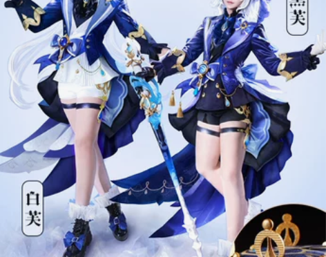 芙宁娜cos原神cos服水神芙卡洛斯黑co...