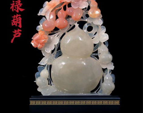 天然玉石葫芦玉雕摆件中式家居玄关客厅办公