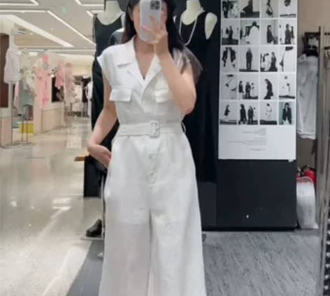 遇见梅森白色亚麻连体裤,masion me...