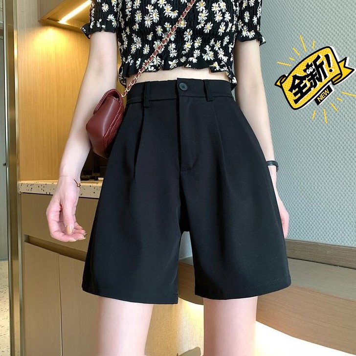 西装短裤女2021夏季新款薄高腰显瘦百搭宽...