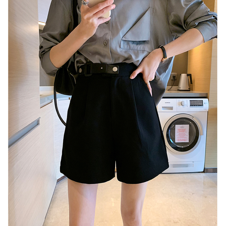 五分裤女春秋新款高腰垂感休闲裤宽松a字阔腿...