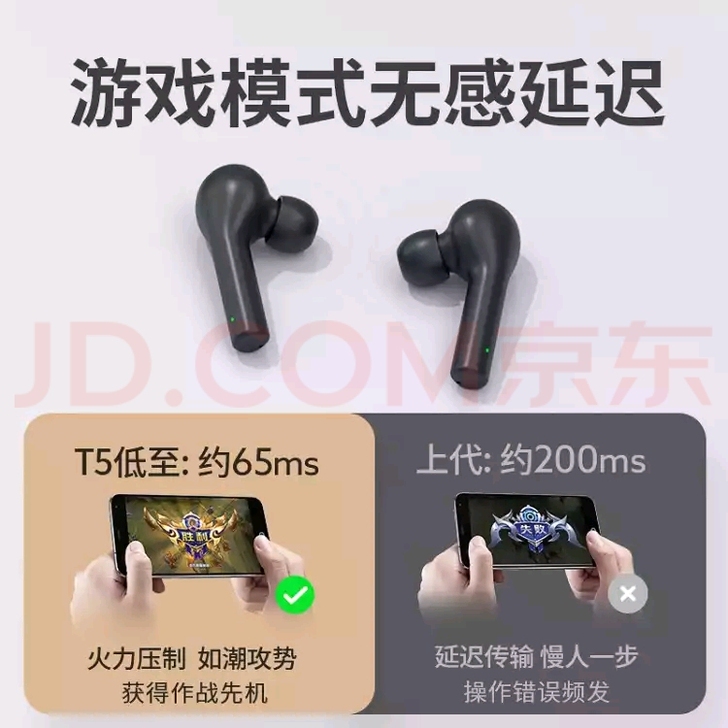 QCY 无限真蓝牙耳机游戏耳机低延迟,带游...