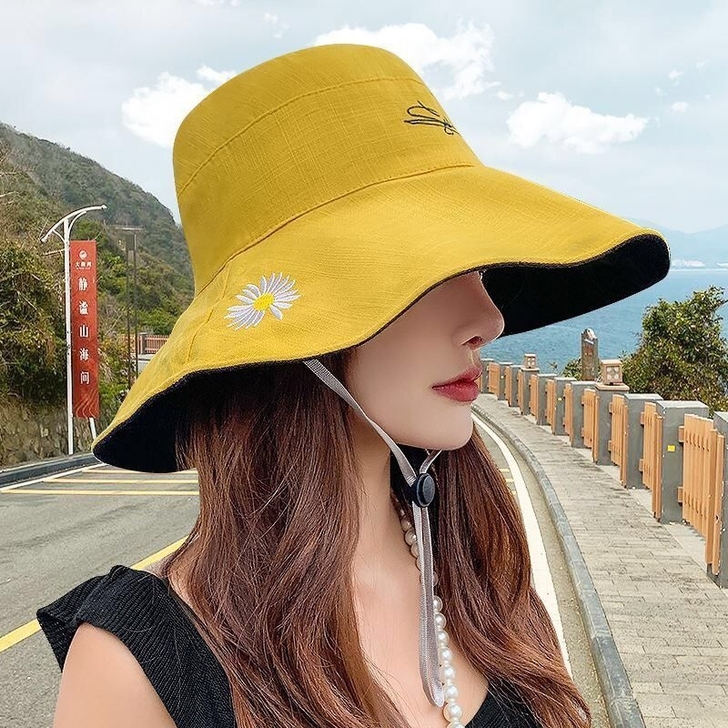 特价处理2021款韩版双面小雏菊渔夫帽女夏...