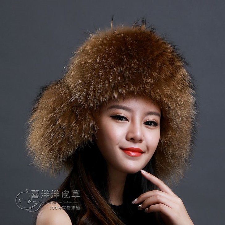 狐狸毛帽子冬护耳雷锋帽加厚东北滑雪帽女韩版...