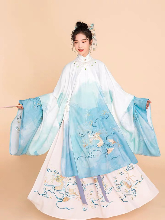 汉尚华莲南溟正品原创汉服女绣花立领明制长衫...