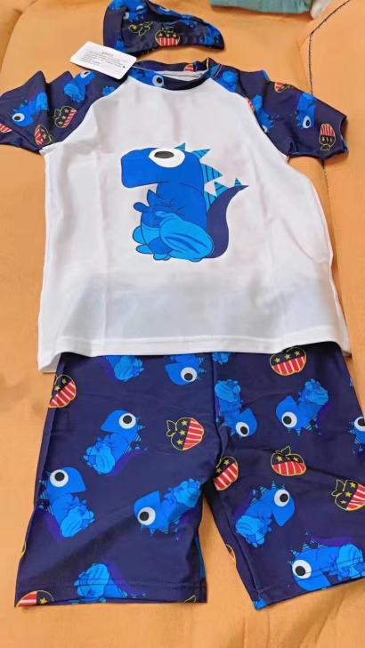 儿童游泳衣3件套 儿童泳衣男分体防晒温泉透...