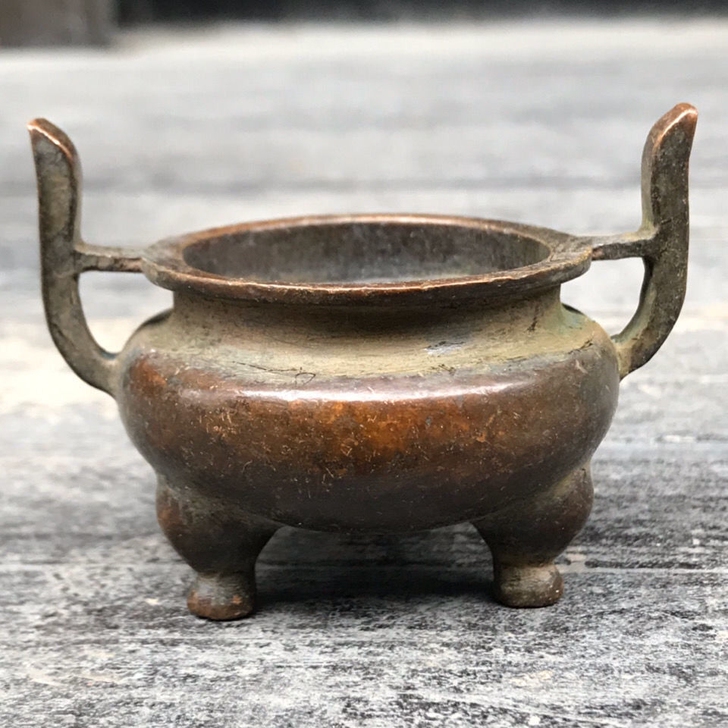（闲置急售）乡下收来的纯铜香炉复古双耳宣德...