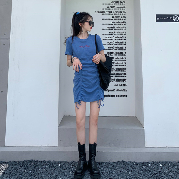 JOEYJOY酒一 连衣裙2021新款女蓝...