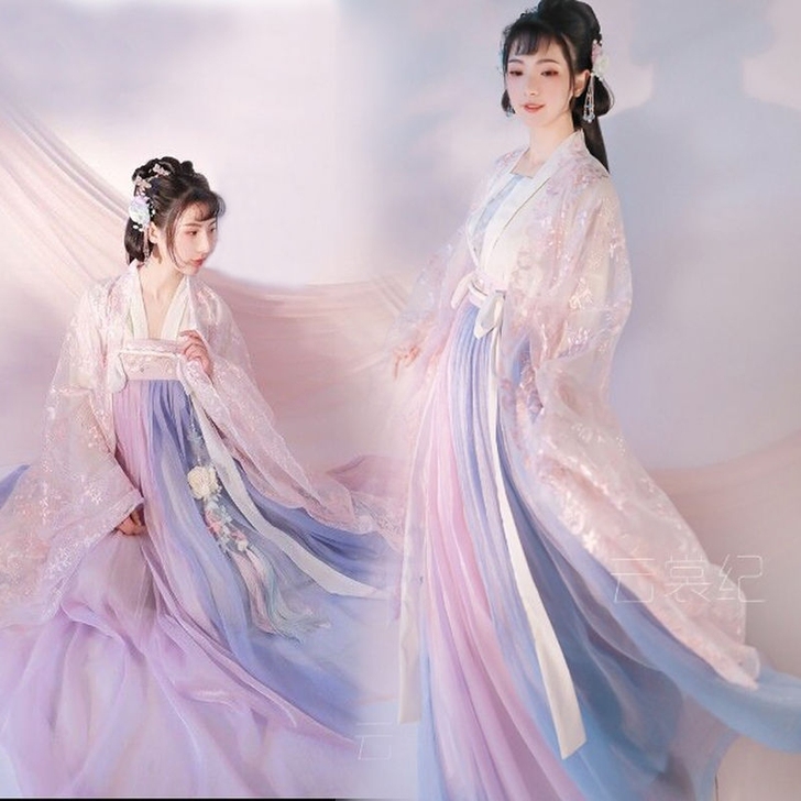 【现货当天发】春樱汉服女襦裙齐胸齐腰套装超...