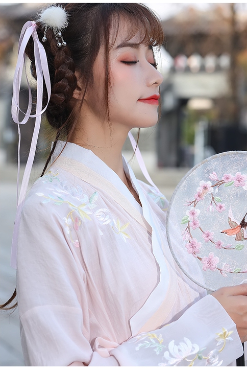 新款汉服女绣花交领齐腰襦裙缣缣意日常复古汉...