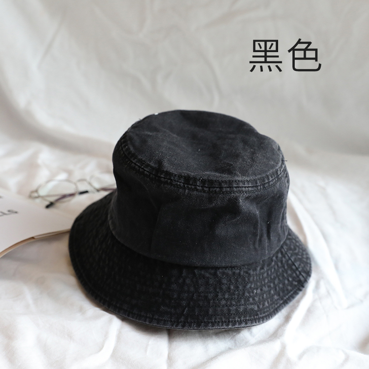 (满30包邮)牛仔布渔夫帽,黑色帽子