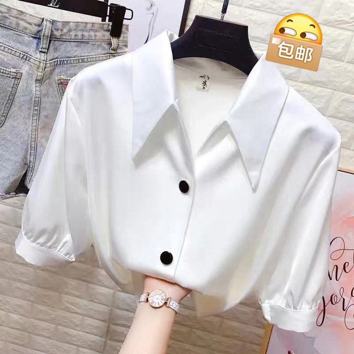 ins超火雪纺衬衫夏季2021新款女装韩版...