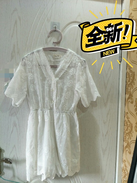 梁夹心 绣花雪纺高腰夏日阔腿连体裤裙