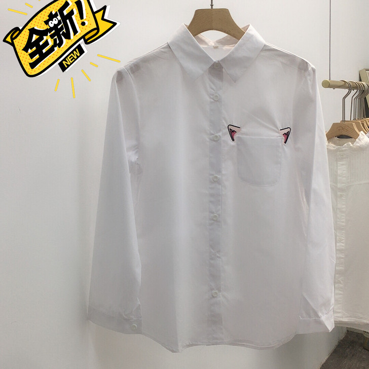全新纯棉白衬衫女，不起球不缩水。店里清版。