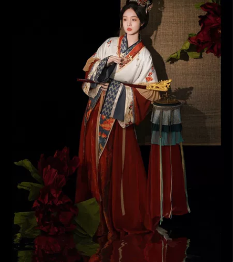 琴挑晋制汉服【石榴花神】复原风秋款，全套，...