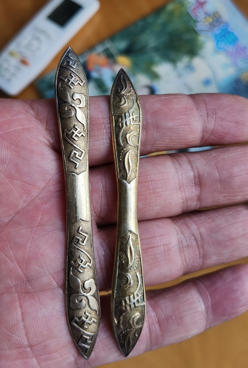 苏工鎏金银双尖2支