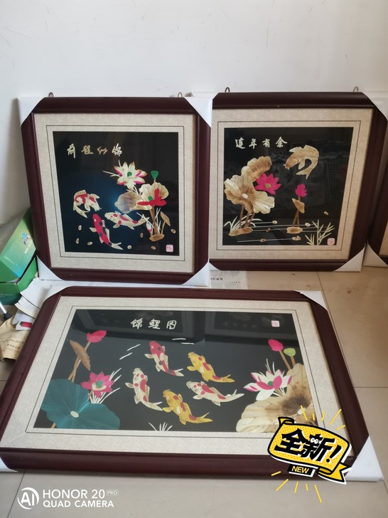秸秆画,九鱼图,买了没挂,如果尺寸合适你,...
