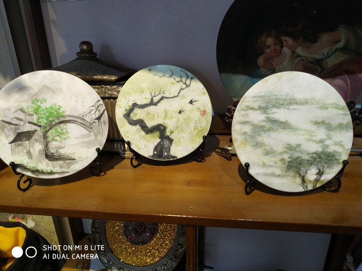 三幅圆形石头画16*16厘米280元出