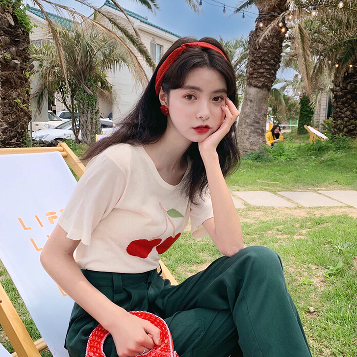 范智乔 cec短袖t恤女泫雅风同款黑色高腰...