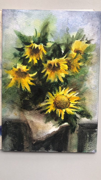 自己手绘水彩画作品,粗纹棉花纸。