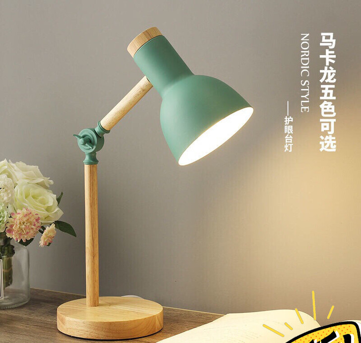 北欧实木ins马卡龙台灯护眼led书桌宿舍...