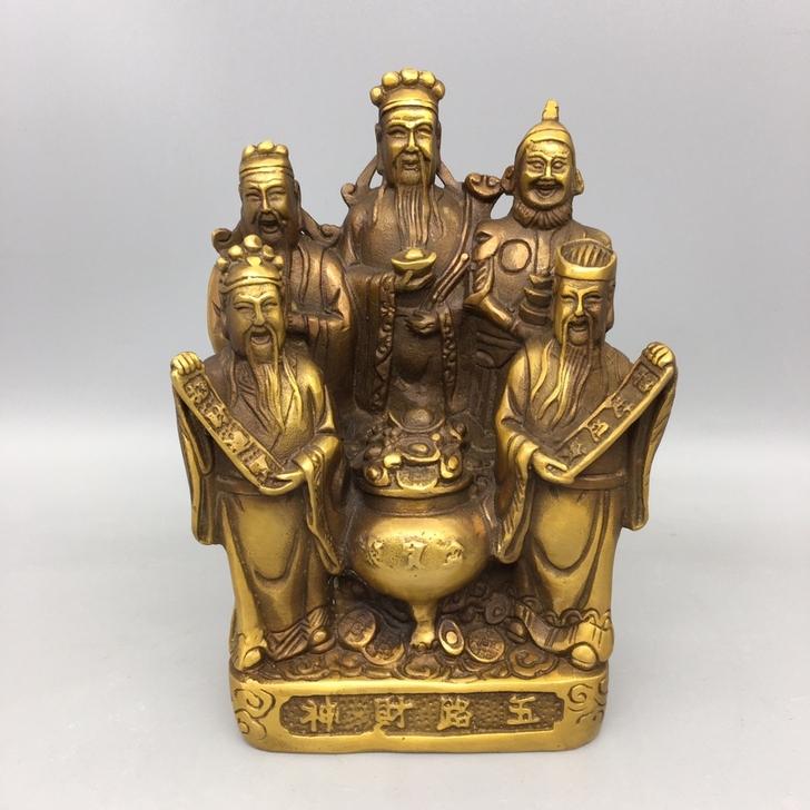 古玩铜器收藏,小五路财神,工艺精湛 ,包浆...