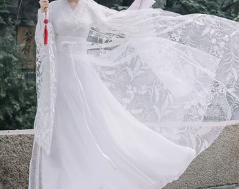 【38活动价】白色汉服女古装秋季改良版连衣...