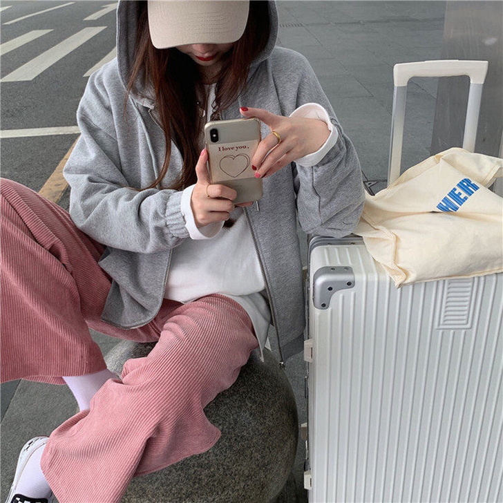 加绒加厚灯芯绒阔腿裤女冬夏学生韩版显瘦显高...