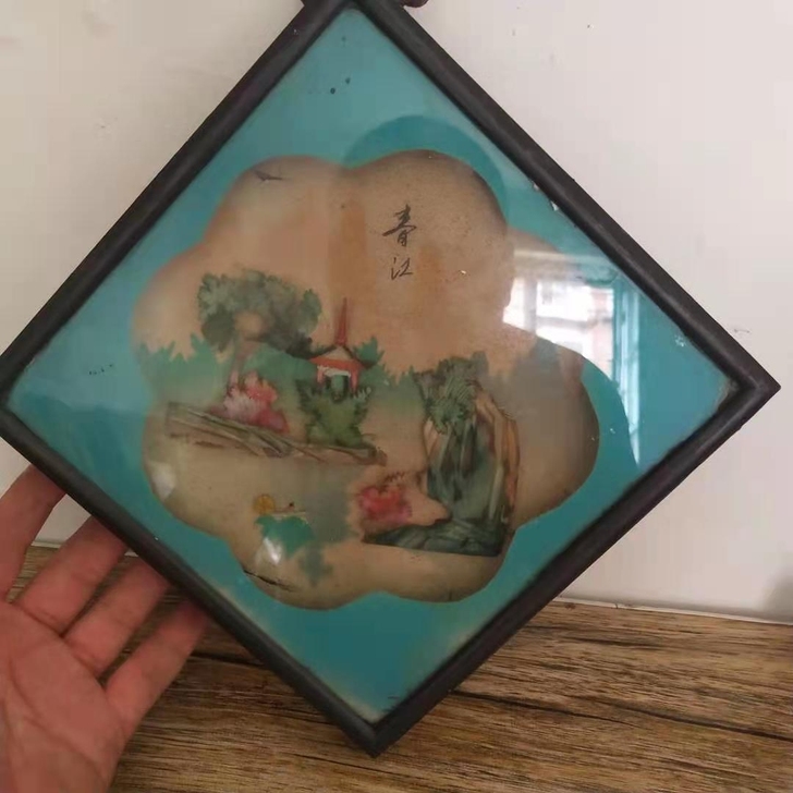 纯手工雕刻贝雕画一副,实物拍二手物品售出不...