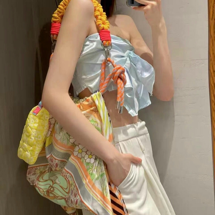 个性女包田园风浪漫包2021春夏彩色花纹单...