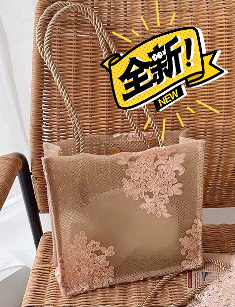 法式仙女包包韩国蕾丝手提购物袋复古刺绣,蕾...