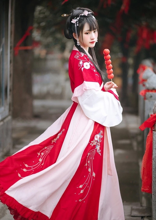 花神记灵语原创汉服女晋制交领襦裙齐腰秋冬刺...