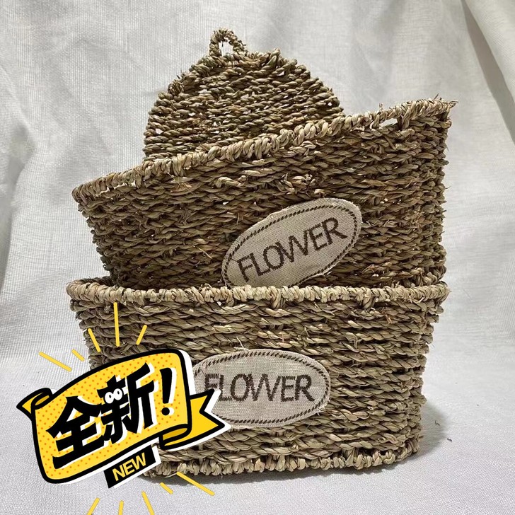 全新 手工藤编日系壁挂篮收纳篮花篮