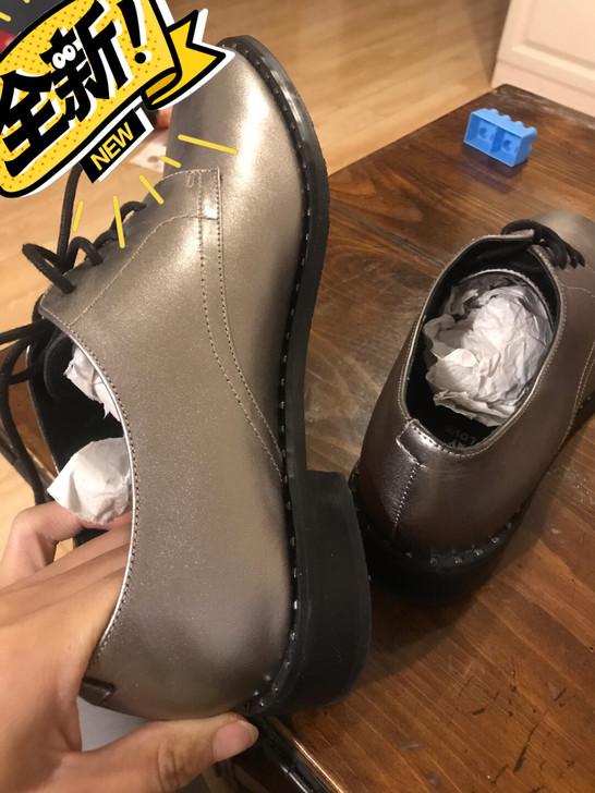 全新百丽他她tata女鞋单鞋银色金属正品英...