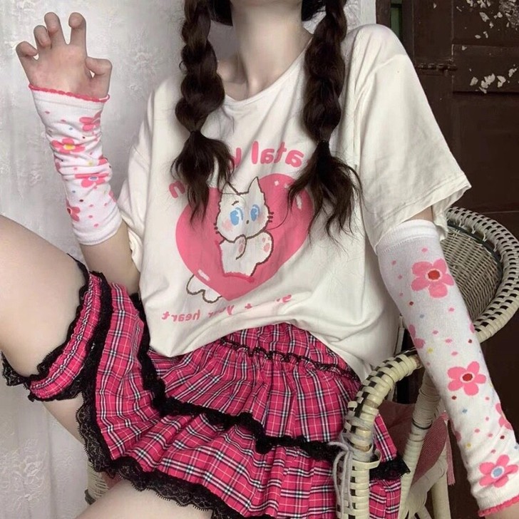 Y2K千禧辣妹玫红格纹半身裙甜酷蕾丝边短裙...