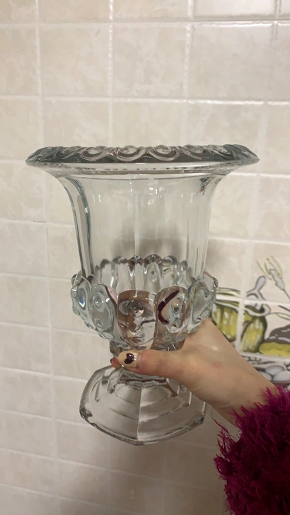 法式透明加厚玻璃高脚花瓶插花水养客厅餐桌婚...