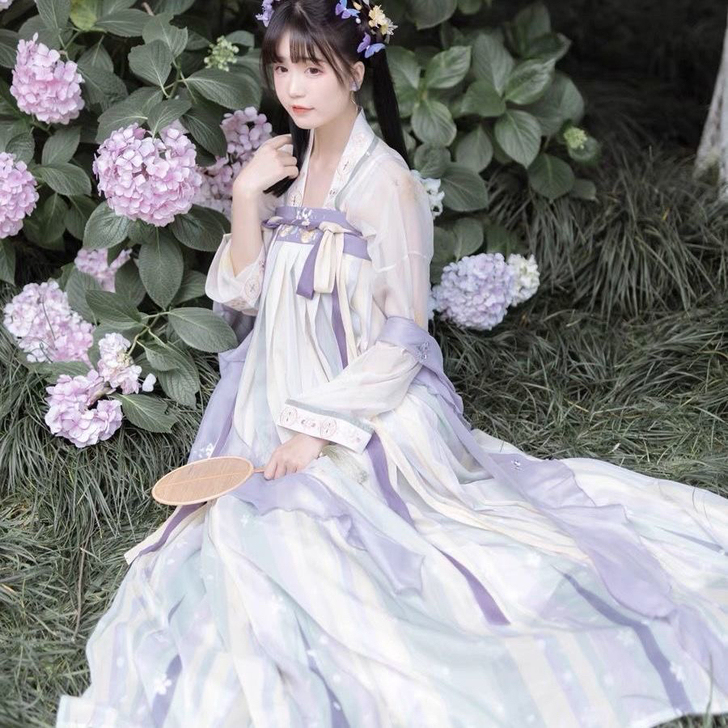 远山乔【柠檬茶】唐制汉服夏对襟上衫刺绣诃子...