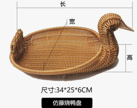 热卖仿藤编织水果篮子储物篮桌面收纳篮面包篮...