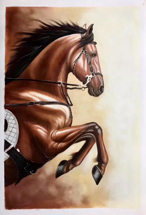 跑马动物马头定制捡漏纯手绘油画手工装饰画欧...